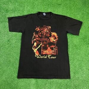Vintage Aerosmith Nine Lives World Tour T Shirt Mens M Black 90s Band Concert